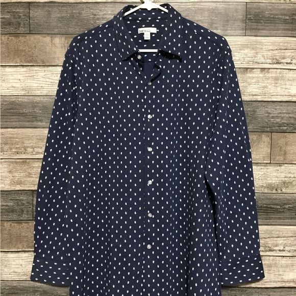 Bar III Slim Fit Stretch Floral Button Up Shirt Men’s L Blue White - Picture 3 of 9